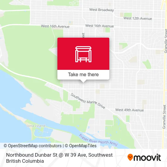 Northbound Dunbar St @ W 39 Ave plan