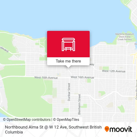 Northbound Alma St @ W 12 Ave map