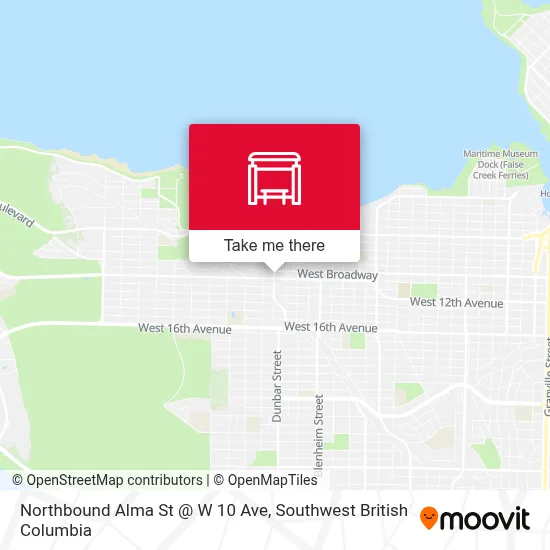 Northbound Alma St @ W 10 Ave map