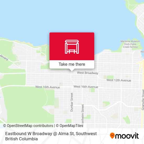 Eastbound W Broadway @ Alma St map