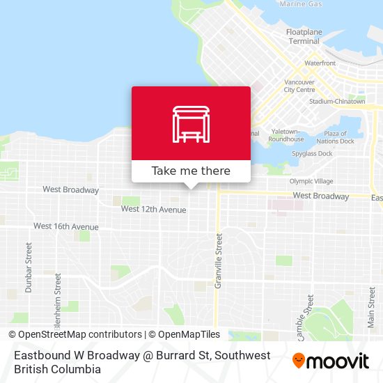 Eastbound W Broadway @ Burrard St map