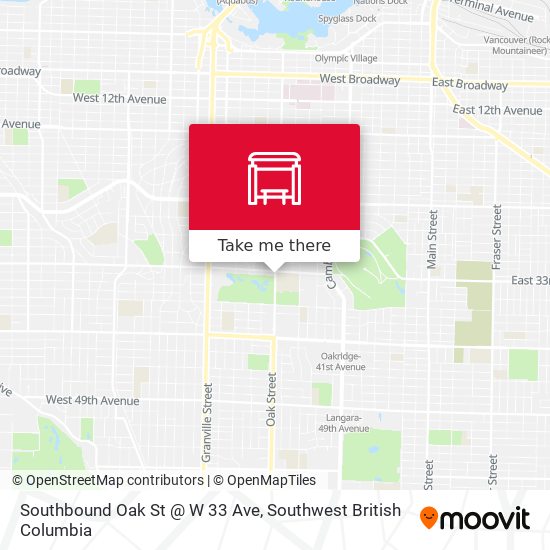 Southbound Oak St @ W 33 Ave map