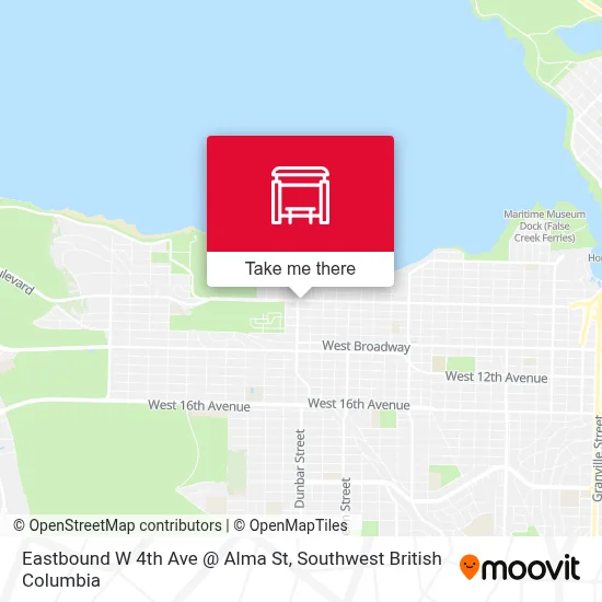 Eastbound W 4th Ave @ Alma St map