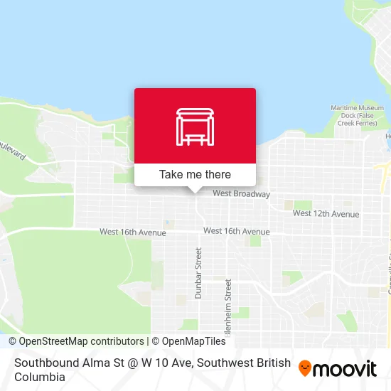 Southbound Alma St @ W 10 Ave map