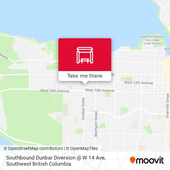 Southbound Dunbar Diversion @ W 14 Ave map