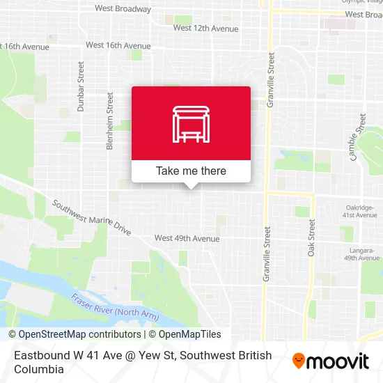 Eastbound W 41 Ave @ Yew St map