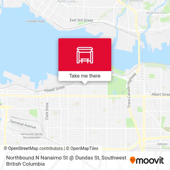 Northbound N Nanaimo St @ Dundas St map