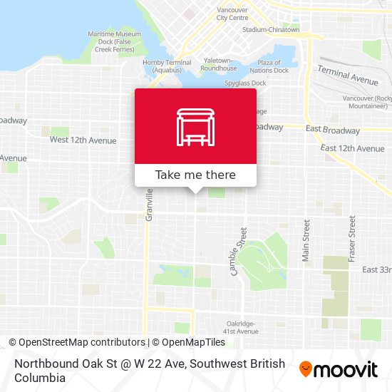 Northbound Oak St @ W 22 Ave map