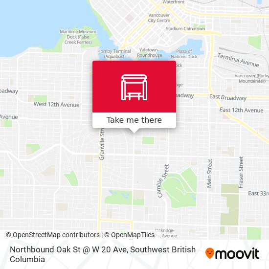 Northbound Oak St @ W 20 Ave map
