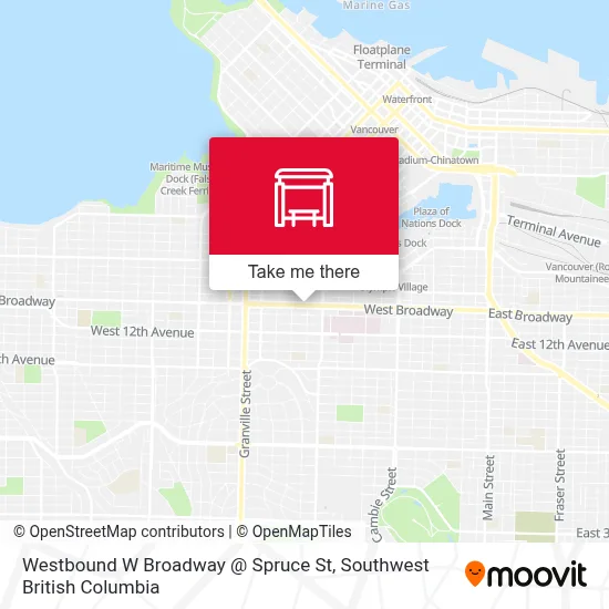 Westbound W Broadway @ Spruce St map