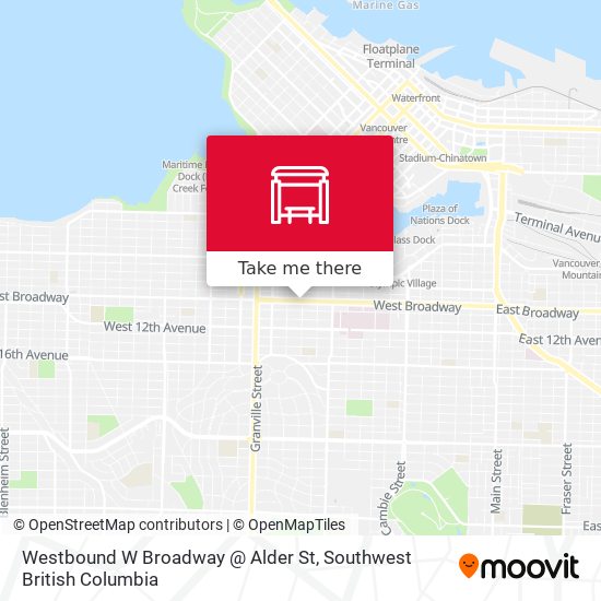 Westbound W Broadway @ Alder St map
