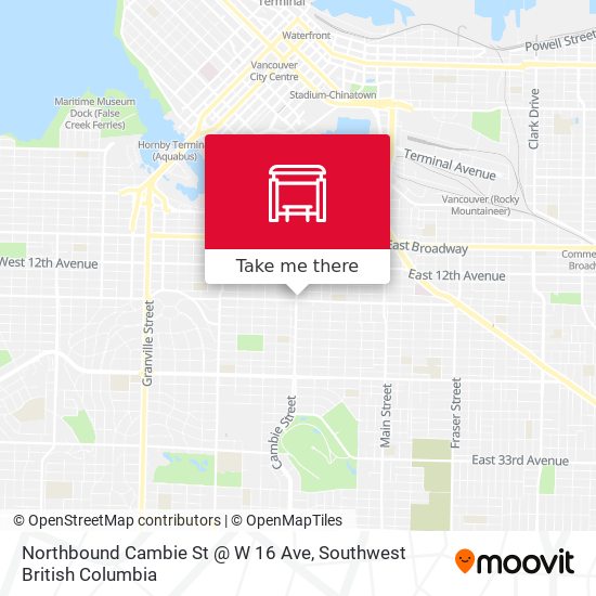 Northbound Cambie St @ W 16 Ave map