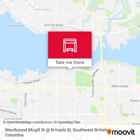 Westbound Mcgill St @ N Kaslo St map