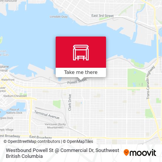 Westbound Powell St @ Commercial Dr map