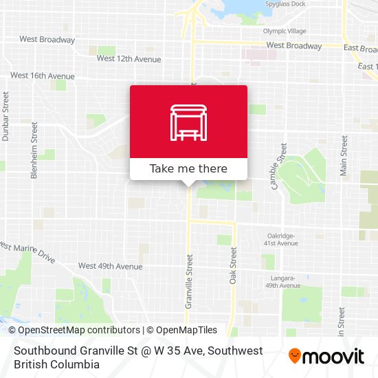 Southbound Granville St @ W 35 Ave map