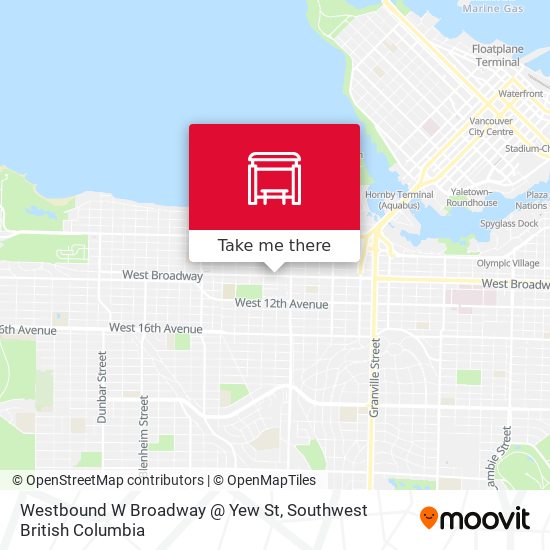 Westbound W Broadway @ Yew St plan