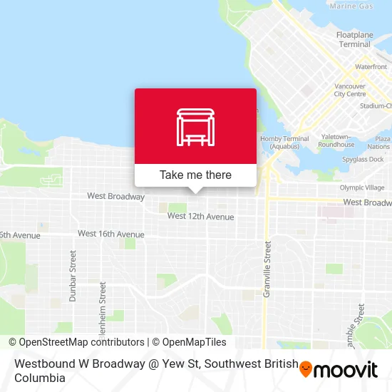Westbound W Broadway @ Yew St map