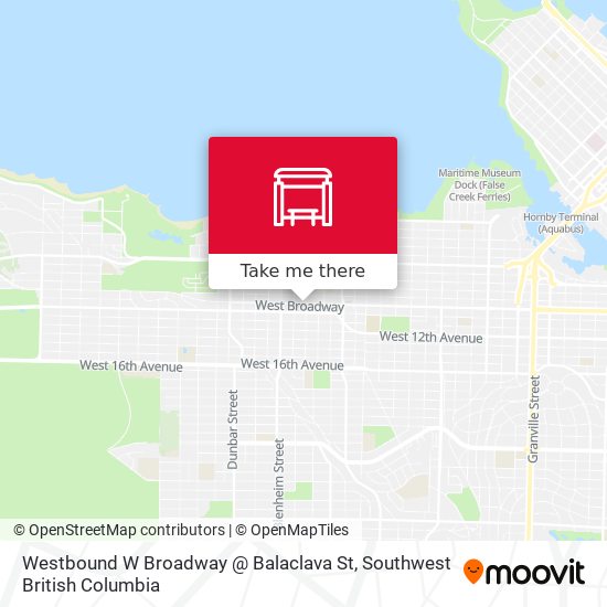 Westbound W Broadway @ Balaclava St map