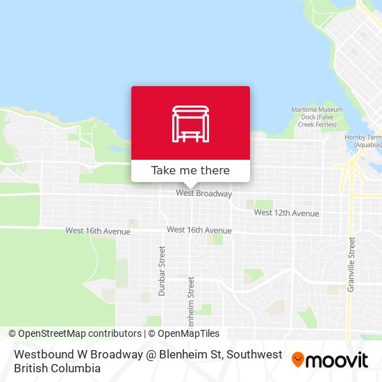 Westbound W Broadway @ Blenheim St plan