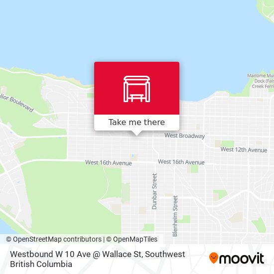 Westbound W 10 Ave @ Wallace St map