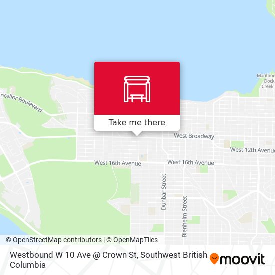 Westbound W 10 Ave @ Crown St map