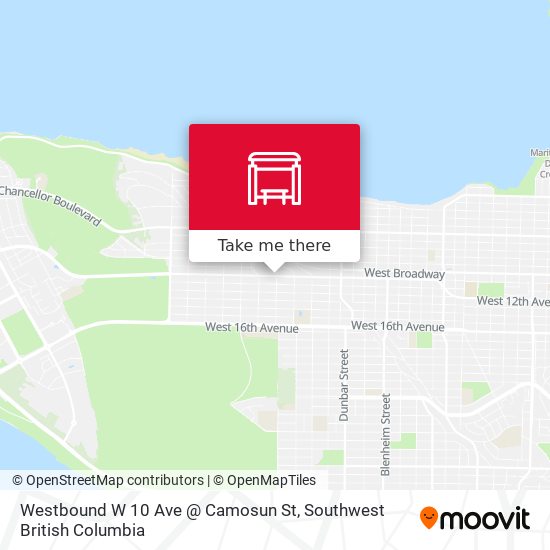 Westbound W 10 Ave @ Camosun St map