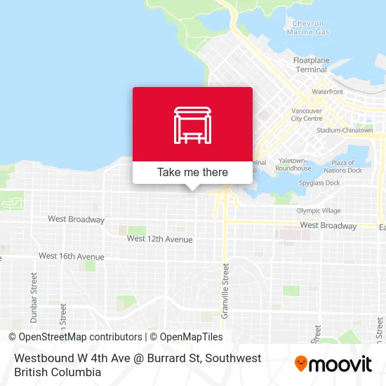 Westbound W 4th Ave @ Burrard St map