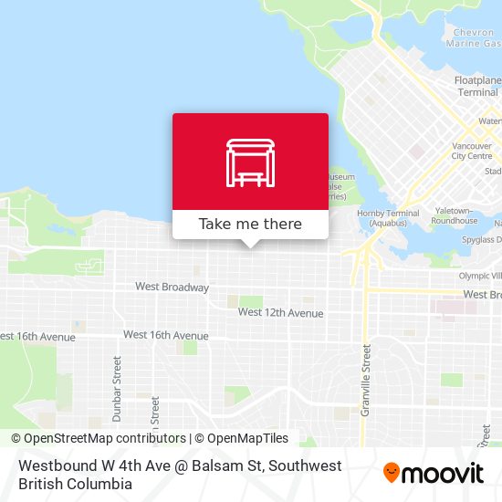 Westbound W 4th Ave @ Balsam St map