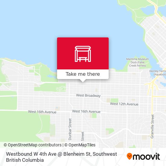 Westbound W 4th Ave @ Blenheim St map
