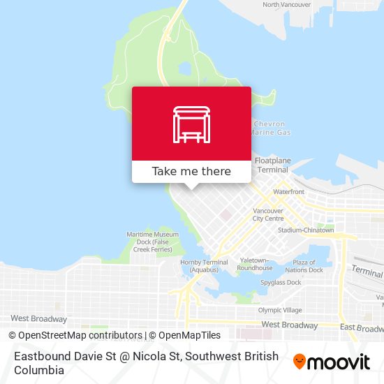 Eastbound Davie St @ Nicola St map