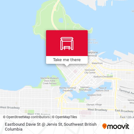 Eastbound Davie St @ Jervis St map