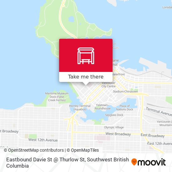 Eastbound Davie St @ Thurlow St map