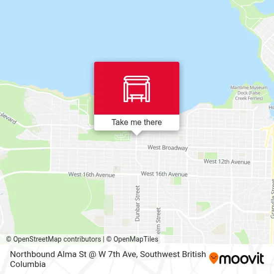 Northbound Alma St @ W 7th Ave map