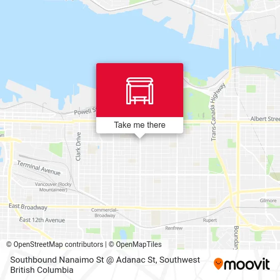 Southbound Nanaimo St @ Adanac St map