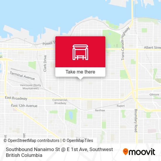 Southbound Nanaimo St @ E 1st Ave map