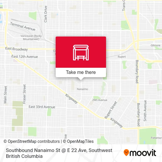 Southbound Nanaimo St @ E 22 Ave map
