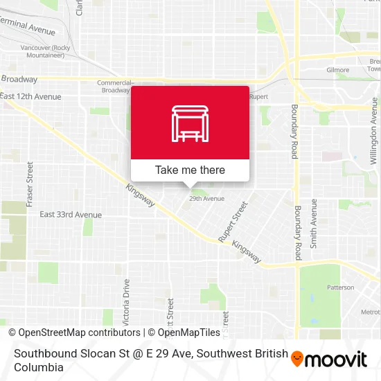 Southbound Slocan St @ E 29 Ave plan