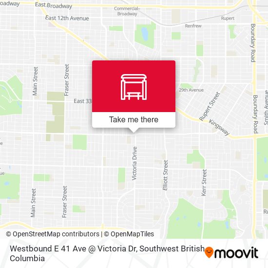 Westbound E 41 Ave @ Victoria Dr map