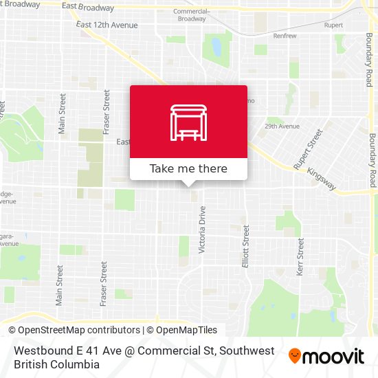 Westbound E 41 Ave @ Commercial St map