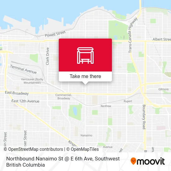 Northbound Nanaimo St @ E 6th Ave map
