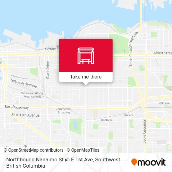Northbound Nanaimo St @ E 1st Ave map