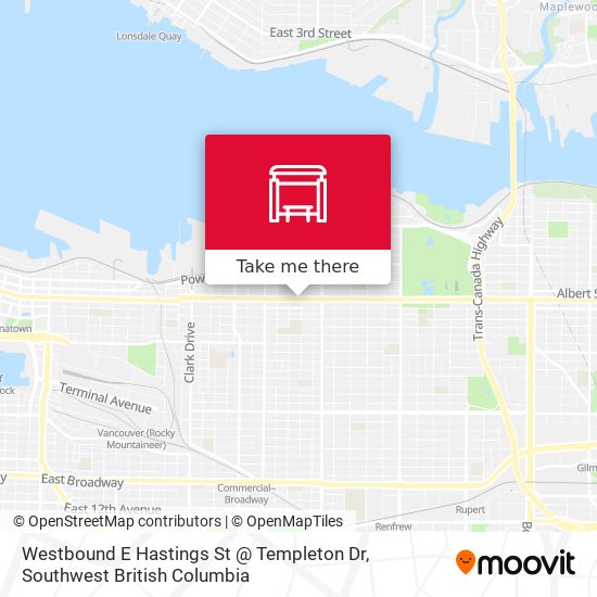Westbound E Hastings St @ Templeton Dr map