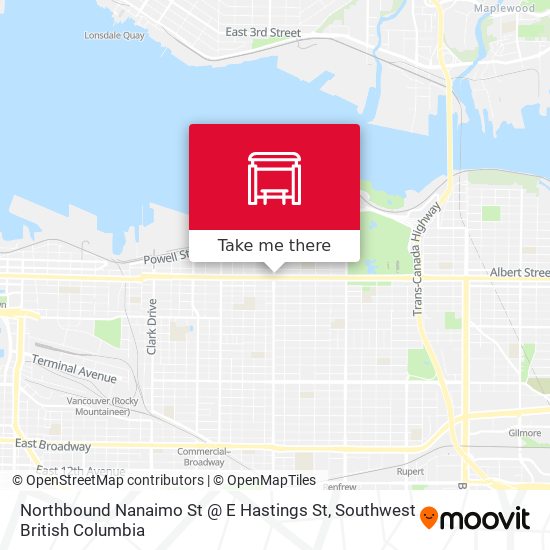 Northbound Nanaimo St @ E Hastings St map