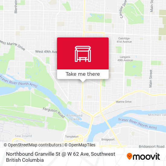 Northbound Granville St @ W 62 Ave map