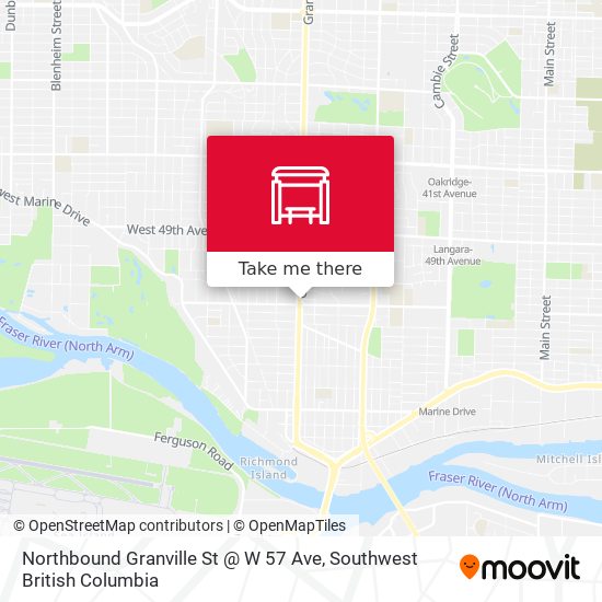 Northbound Granville St @ W 57 Ave map
