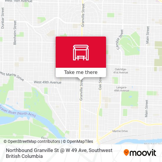 Northbound Granville St @ W 49 Ave map