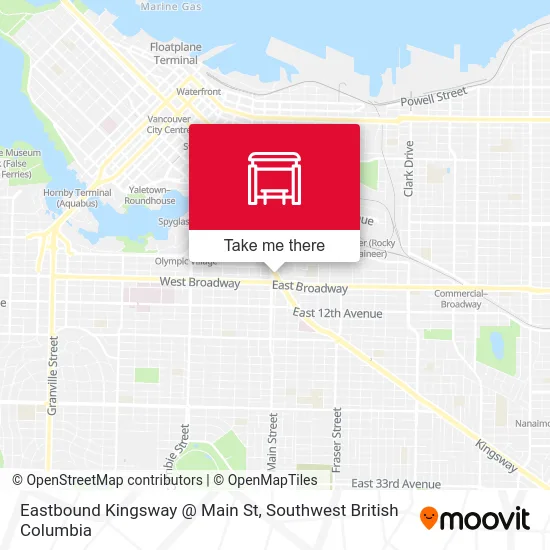 Eastbound Kingsway @ Main St map