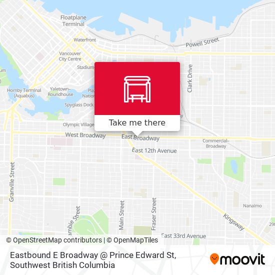 Eastbound E Broadway @ Prince Edward St map