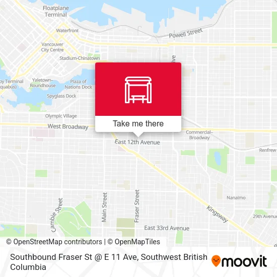 Southbound Fraser St @ E 11 Ave map