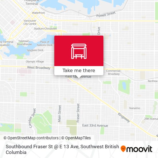 Southbound Fraser St @ E 13 Ave map